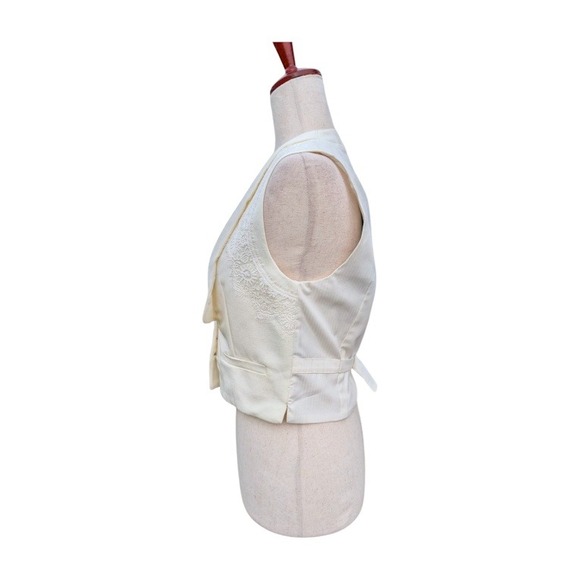 NWT The Kooples White Textured Lace Trim Vest Size FR36/US4 - Picture 5 of 12